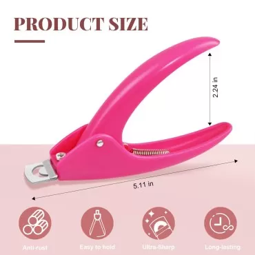 MORGLES Nail Clippers for Acrylic Nails, Professional Acrylic Nail Clippers Fake Nail Cutters for Nail Tips for Nail Art Manicure, Pink