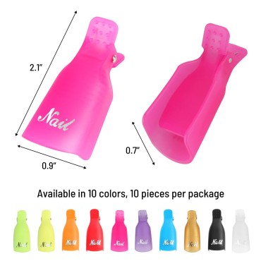(10 Pcs Pink) Plastic Acrylic Nail Art Soak Off Ca...