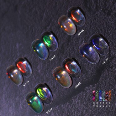 6 Boxes Ice Transparent Aurora Nail Powder Neon Ra...