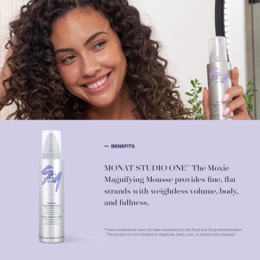 MONAT Studio One™ The Moxie™ Magnifying Mousse -Lightweight Hair Mousse, Long-Lasting Anti Frizz, Helps Create Voluminous Style w/ Touchable Hold. Soft Texture w/out The Crunch - Net Wt. 170.1 g / 6