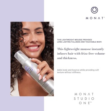 MONAT Studio One™ The Moxie™ Magnifying Mousse -Lightweight Hair Mousse, Long-Lasting Anti Frizz, Helps Create Voluminous Style w/ Touchable Hold. Soft Texture w/out The Crunch - Net Wt. 170.1 g / 6