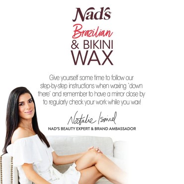 Nad's Brazilan & Bikini Wax Kit - Wax Hair Removal For Women - Body Wax Specifically For Coarse Hair - At Home Waxing Kit With Hard Wax + Calming Oil Wipes + Wooden Spatula