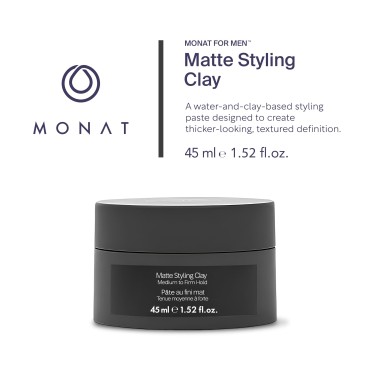 MONAT For Men Matte Styling Clay - Water and-clay-Based Hair Paste for Men Designed to Create Thicker-looking Hair. Easy-to-Shape Matte Clay Hair Styling Products - Net Wt. 45 ml / 1.52 fl. oz.