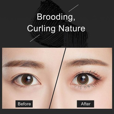 GECOMO Mascara Black Volume and Length with 2 in 1 Mascara Wand, 4D Silk Fiber Lash Mascara Waterproof, No Smudging, No Clumping, No Flaking, Thick & Black, Best Mascara for Women