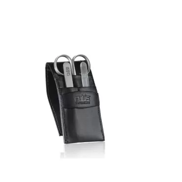 Rubis 3-Piece Manicure Set for Men and Women with Black Leather Case, Includes Tweezers, Nail Scissors, and Glass Bead Nail File, 1K400,Rubis Switzerland Swiss Made World Renowned Precision