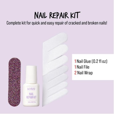 Kiss New York Nail Repair Kit for Damage Nails, Br...