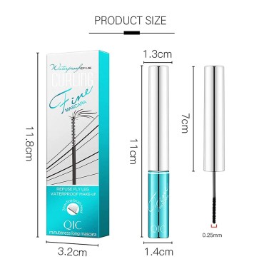 2PCS Ultra Fine Waterproof Mascara,Skinny Black Ma...