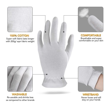 AKRILANE 100% Cotton Gloves for Dry Hands | Moistu...