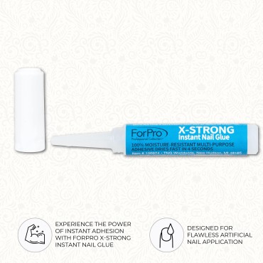 ForPro X-Strong Instant Nail Glue, Long-Lasting, Quick-Drying Super Glue for Applying Fake Nails, 0.07 oz (Pack of 6)
