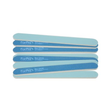 ForPro Professional Collection Blue Foam Board, 120/240 Grit, Mylar Manicure and Pedicure Nail File, 7” l x .75” w, 50 Count