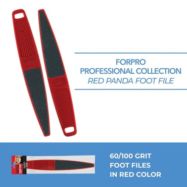 ForPro Red Panda Foot File, 60/100 Grit, Double-Sided Pedicure File for Feet and Heels, 10.5” L
