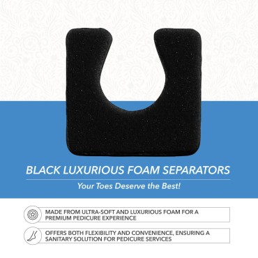 ForPro Sole Toe Separators - Black Luxurious Foam Separators - Individual Toe Separators for Pedicures - 144-Count