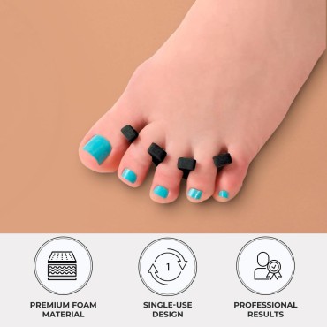 ForPro Sole Toe Separators - Black Luxurious Foam Separators - Individual Toe Separators for Pedicures - 144-Count