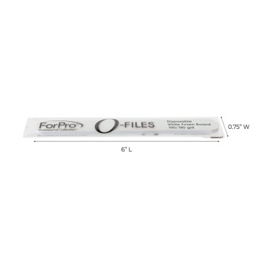 ForPro O-Files Foam Board, Double-Sided Manicure Nail File, 100/180 Grit, Individually-Wrapped, 6” L x .75” W, White, 100-Count