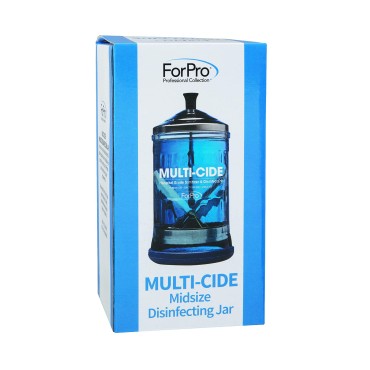 ForPro Multi-Cide Midsize Disinfecting Jar, Disinfectant Glass Jar for Manicure & Spa Implements, 21 Ounces