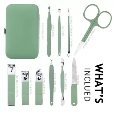 HANTEKAS Manicure Set 10 in 1 Stainless Steel, Nai...