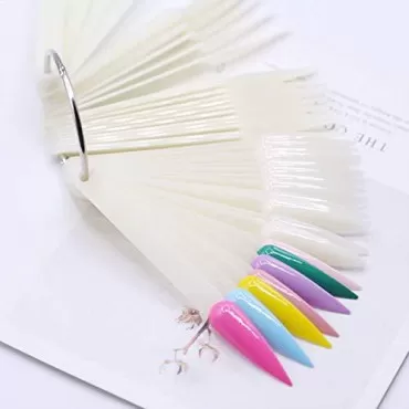 2 Sets 100 Tips Fan Shape Plastic Nail Art Tips Di...