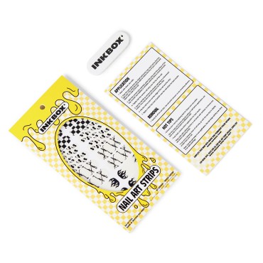 Inkbox Nail Art Strips, Self-Adhesive Nail Stickers with Tattoo Inspired Designs, Easy to Apply and Remove (No Cure Needed) - Long Lasting and Durable - Squared Up (Checkers)