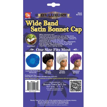 BT Luxury Wide Band Satin Bonnet Cap Back...