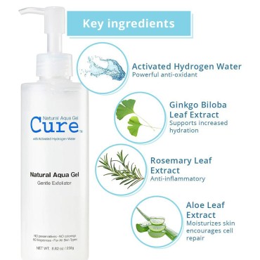 Toyo - Cure Aqua Gel Gentle Exfoliator - Facial/Full-body Peeling Gel, Water-based Exfoliator, Dead Skin Remover for Bright, Youthful Skin, 250ml. - 2 Pack