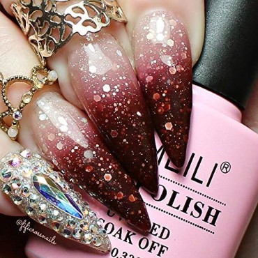 AIMEILI Soak Off U V LED Temperature Color Changing Chameleon Gel Nail Polish - Chocolate Spark (TC05) 10ml