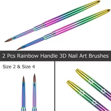 Ycyan 2Pcs Kolinsky Acrylic Nail Brush Set Rainbow...