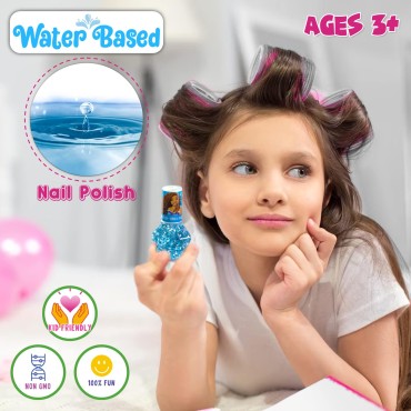 Townley Girl Disney The Little Mermaid Ariel Kids Washable Nail Polish Set, Pretend Play Makeup Beauty Set Birthday Toys Gift for 3 4 5 6 7 8 9 10 11 12 Years Old Kid