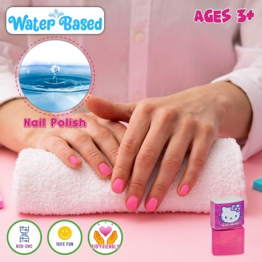 Townley Girl Hello Kitty and Friends Peel-Off Nail Polish Set with Glittery Shimmery & Opaque Colors & Nail Accessories for Girls Ages 3+ For Parties & Makeovers, 18 Pcs