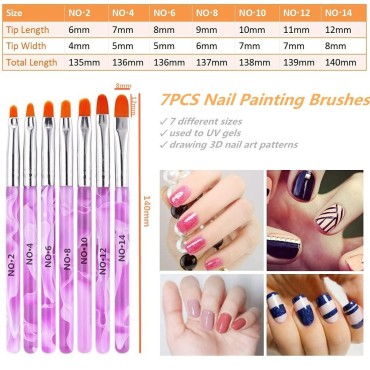 10 Pcs Gel Nail Brush Set, 7 Pcs UV Gel Nail Paint...