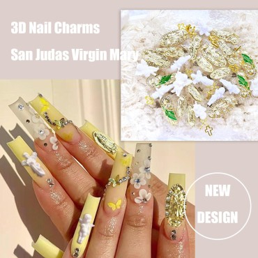 96pcs San Judas Virgin Mary Cross 3D Nail Charms A...