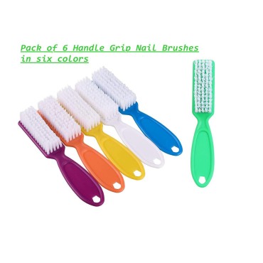 6 Pcs Handle Grip Nail Brush, Nail Cleaning Brushe...