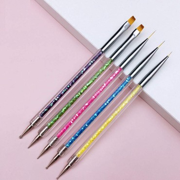 iFwevs Nail Art Brushes,5pcs Double Ended Brush & ...