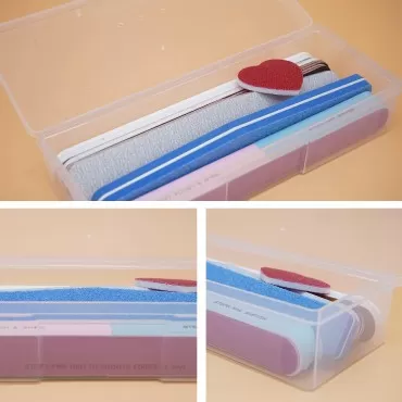 Lokyango Manicure Tool Box, 8 Pieces Clear Box for Nail Tool, Transparent Personal Nail Box for Manicure, Plastic Nail Art Tool Box Storage Organizer Case Container for Organizing (7.5x2.5x1.5 Inch)