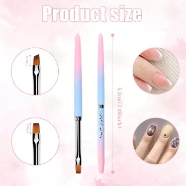 2 Pcs Round&Angled Nail Art Clean Up Brushes,Nail ...