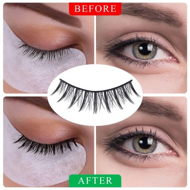 13 mm10 Pairs Fake Lashes, PAGOW Natural Look False Eyelashes Reusable, Soft Doll Lashes for Small, Mono Lid, Almond Eyes 2 Styles
