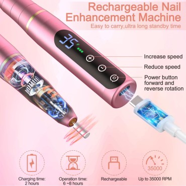 NAILGIRLS Portable Electric Nail Drill - Rechargea...