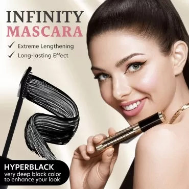 Dermacol - Infinity Vegan Mascara, Long-Lasting Eye Makeup Mascara Black Volume and Length, Long Lash Mascara with Unique Brush System, Ophthalmologically Tested, Hyper Black Mascara, 6 mL
