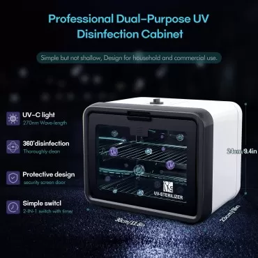 UV Sanitizer Box, 10L UV Light Sterilizer Kills 99.9% of Bacteria & Viruses in 10 Minutes for Baby Bottle, Toys, Jewelry, Mobile phones, UV Sterilizer Cabinet for Salon, Spa, Office and At Home Use
