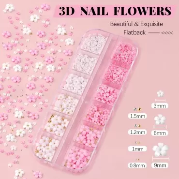 3D Flowers Manicure Gems with Nail Rhinestone Glue...