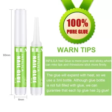 INFILILA Nail Glue,12 PCS Nail Glue for Acrylic Nails Long Lasting Nail Glue for Press on Nails,Professional Nail Glue for Nail Tips,Strong Nail Glue 0.07OZ/PCS