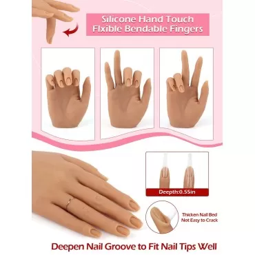 LIONVISON Practice Hand for Acrylic Nails, Silicon...