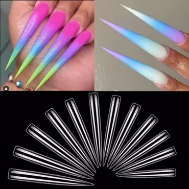 Extra Long Stiletto Nail Tips, Rosy Finch 120Pcs X...