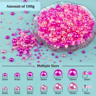 100g Flatback Pearls and Rhinestones Set 5-Rose Re...