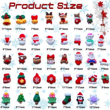 38PCS Christmas Nail Art Charms 3D Mixed Christmas...