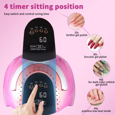 268W UV LED Nail Lamp for Gel Polish with 4 Timer ...