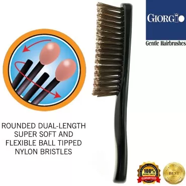 Giorgio GIO2BLK Black 6.25 inch Gentle Touch Detangler Hair Brush for Men Women and Kids. Soft Bristles for Sensitive Scalp. Wet and Dry for all Hair Types. Scalp Massager Brush Stimulate Hair Growth