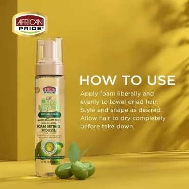 African Pride Olive Miracle Non-Flaking Foam Setti...