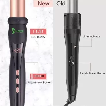 USTAR Instant Heat 6-in-1 Curling Wand Set, Rose Golden, LED Temperature Adjustment