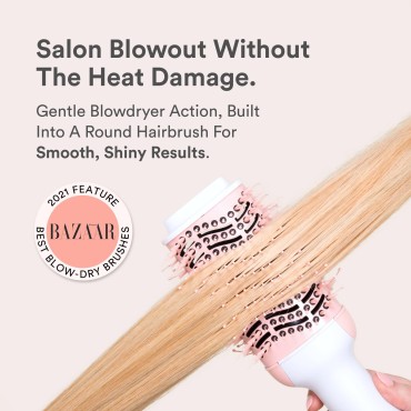 INH Insert Name Here Blowout Brush | Round Straightening Brush, Fast Drying Blow Dryer Brush with 3 Temperature Settings, Ceramic Titanium Professional Blowout Hot Tool Pink