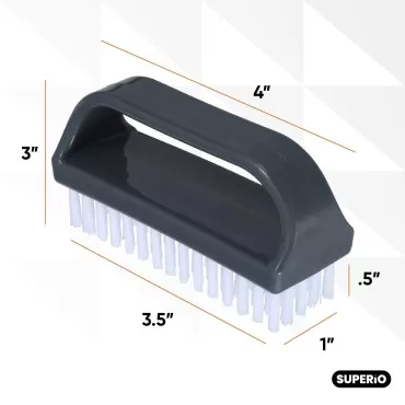 Superio Stiff Nail Brush with Handle 3 Pack Finger...